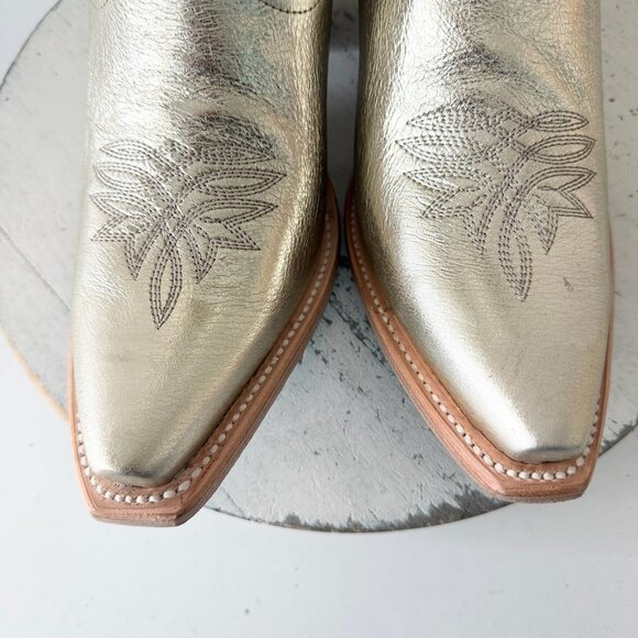 Lane SMOKESHOW Cowboy Bootie Womens 9 Gold Western Cowgirl Short Ankle Boots - Picture 6 of 11